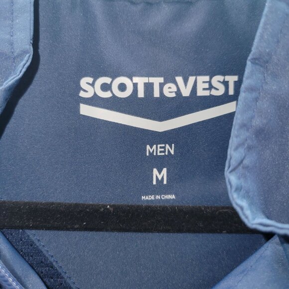 Scottevest Mens Medium Navy Blue Travel Vest With Multiple Pockets & Zipper Clos - Picture 4 of 15